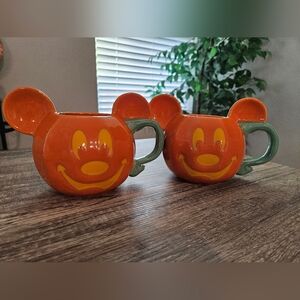 (Set Of Two) Disney Parks Mickey Mouse Jack O' Lantern Mugs